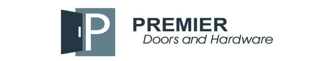 Premier Doors and Hardware Logo on White Background